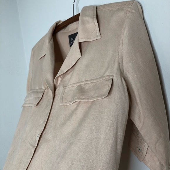 LEO&SAGE Blush Linen Blend Botton Down Shirt Dress Size M - Picture 12 of 16